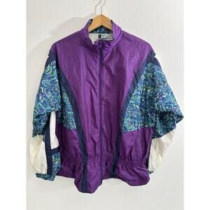 BOLD SPIRIT Nylon Jacket Purple Multicolor Colorblock Long Sleeve Size M